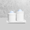 Kit Bandeja Porta Algodão E Cotonete Porcelana Nuvem Azul