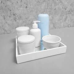 Kit Higiene C/ Garrafa Térmica Azul e Bandeja Quadrada - Ordalha Ofertas | A Loja da Mesa Posta