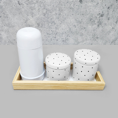 Kit Higiene Porcelana com Bandeja Retangular Média Branco Poá Black na internet