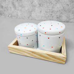 Kit Higiene Porcelana com Bandeja Retangular Pequena Branco Poá Color - Ordalha Ofertas | A Loja da Mesa Posta