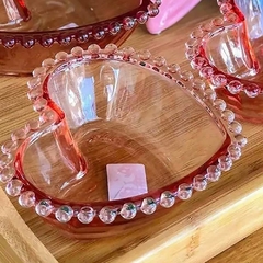Bowl de Cristal Coração Pearl Rosa 15cm x 13cm x 5cm