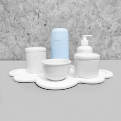 Kit Higiene C/ Garrafa Térmica Azul E Bandeja Nuvem