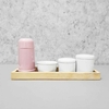Kit Higiene Porcelana com Bandeja Retangular Grande Rosa