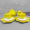 Conjunto De Chá Flor 4 Peças Amarelo Poá