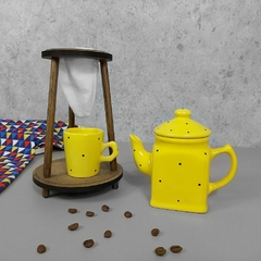 Kit Bule Café Individual Provençal Amarelo Poá Preto