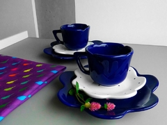 Conjunto Xícara 100 Ml Flor Cobalto Poá - Ordalha Ofertas | A Loja da Mesa Posta