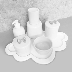 Kit Higiene C/ Moringa Cilindrica E Bandeja Nuvem Laço Prata - comprar online