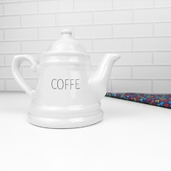 Jogo Bule Café Provençal Com Bandeja Quadrada Espelhada Branco Decorado Words na internet