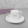 Xicara De Café Pires Redondo Branco Decorado Words 55 ml