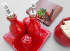 Conjunto Galheteiro E Saleiro Provençal Vermelho - Ordalha Ofertas | A Loja da Mesa Posta