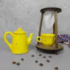 Kit Bule Café Individual Jumbo Amarelo Poá Preto