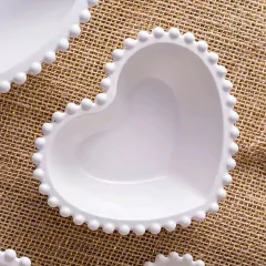 Conjunto 2 Bowls de Porcelana Coração Beads Branco 15cm x 13cm x 5cm - comprar online
