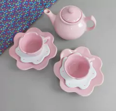 Conjunto Chá Flor 3 Peças Rosa Poá - comprar online