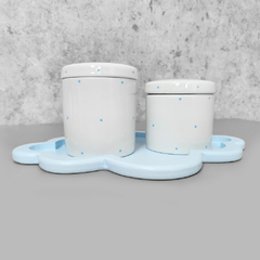 Kit higiene porcelana com bandeja nuvem azul poá na internet