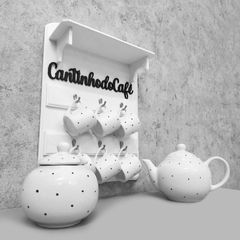 Conjunto cantinho do café redondo completo poá black - comprar online