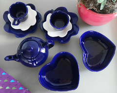 Conjunto 5 Peças Chá Coração Flor Cobalto na internet