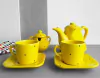 Conjunto Café Provençal 4 Peças Amarelo Poá Preto