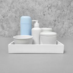Kit Higiene C/ Garrafa Térmica Azul e Bandeja Quadrada