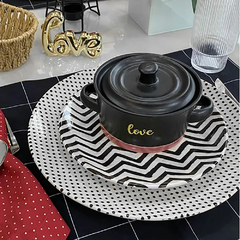 Mini Caçarola de Cerâmica Love Preto Matt/Rosa 16,5cm x 12,5cm x 8,5cm
