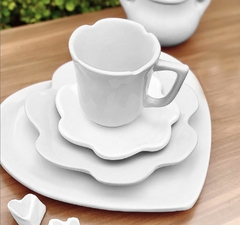 Conjunto Prato Coração Flor Branco - comprar online