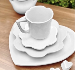 Conjunto Prato Coração Flor Branco - Ordalha Ofertas | A Loja da Mesa Posta