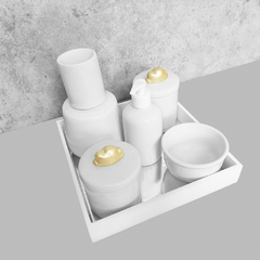 Kit Higiene C/ Moringa Cilindrica E Bandeja Quadrada Nuvem Gold na internet