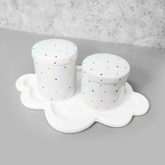 Kit higiene porcelana com bandeja nuvem branco poá - comprar online