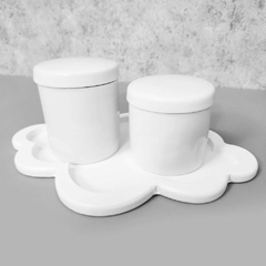 Kit higiene porcelana com bandeja nuvem branco - comprar online