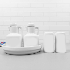 Galheteiro jumbo com saleiro tampa de madeira porcelana - comprar online