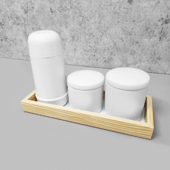 Kit Higiene Porcelana com Bandeja Retangular Média Branco - comprar online