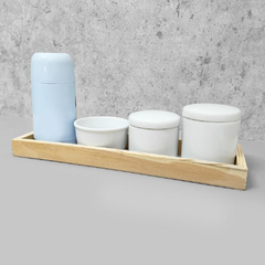 Kit Higiene Porcelana com Bandeja Retangular Grande Azul na internet