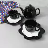 Conjunto Chá Flor 3 Peças Preto Poá