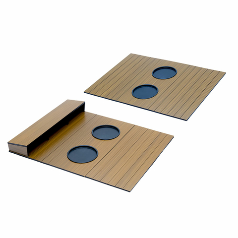 Kit Com Duas Bandejas Esteira De Braço De Sofá Com 1 Porta Controle Caixote e 1 Porta copos amarela