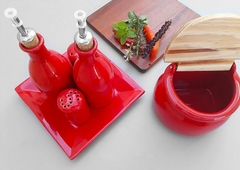 Conjunto Galheteiro E Saleiro Provençal Vermelho na internet