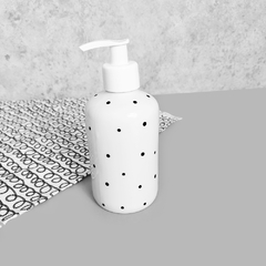 Porta Sabonete Liquido Branco Poá Preto 300 ml