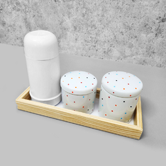 Kit Higiene Porcelana com Bandeja Retangular Média Branco Poá Color - comprar online