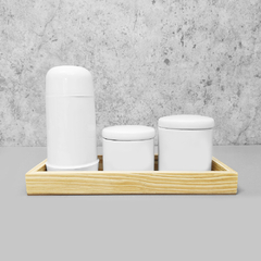 Kit Higiene Porcelana com Bandeja Retangular Média Branco