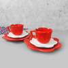 Conjunto Xícara 100 Ml Flor Vermelho