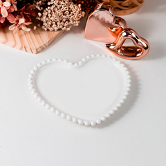 Prato Coração de Porcelana Beads Branco 25cm x 22cm x 2cm - comprar online