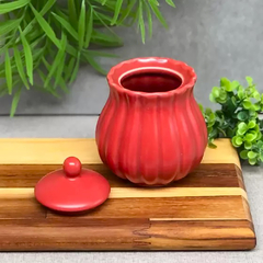 Açucareiro de Porcelana Pétala Vermelho Matt 10,5cm x 8,5 cm na internet