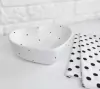 Bowl Coração Médio Branco Poá Preto