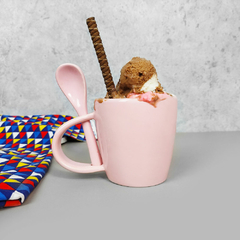 Caneca Com Colher 300 ml Rosa na internet