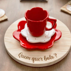 Xicara De Cha Flor 100 ml Vermelho Poá - Ordalha Ofertas | A Loja da Mesa Posta