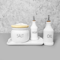 Conjunto Bandeja Saleiro e Galheteiro Porcelana Words - comprar online