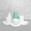 Kit Higiene C/ Garrafa Térmica Verde E Bandeja Nuvem Poá