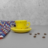 Xícara de Café Jumbo 60 ml Amarela Poá Preto