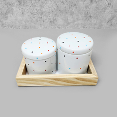Kit Higiene Porcelana com Bandeja Retangular Pequena Branco Poá Color na internet