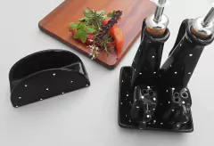 Conjunto Galheteiro E Guardanapo De Mesa Preto Poá - Ordalha Ofertas | A Loja da Mesa Posta