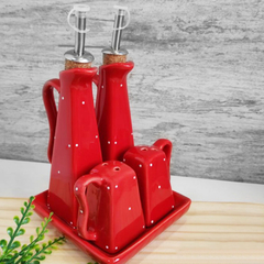 Conjunto Galheteiro Vermelho Poá na internet