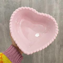 Bowl Coração Médio Bolinha Rosa